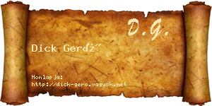 Dick Gerő névjegykártya